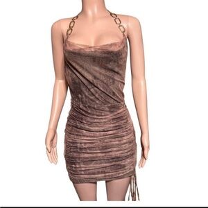 Fashion nova !! Elegant Brown Ruched Dress